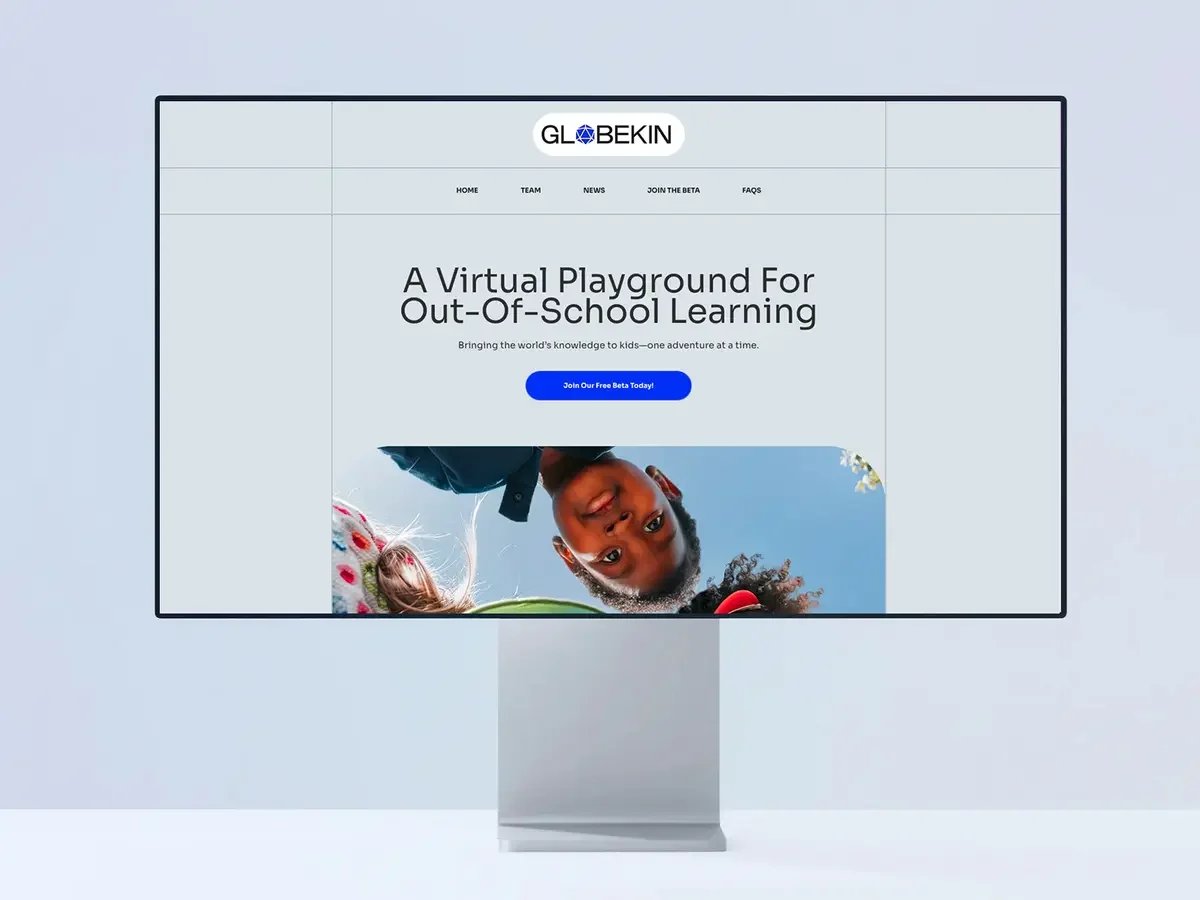 Globekin’s home page, on a screen.